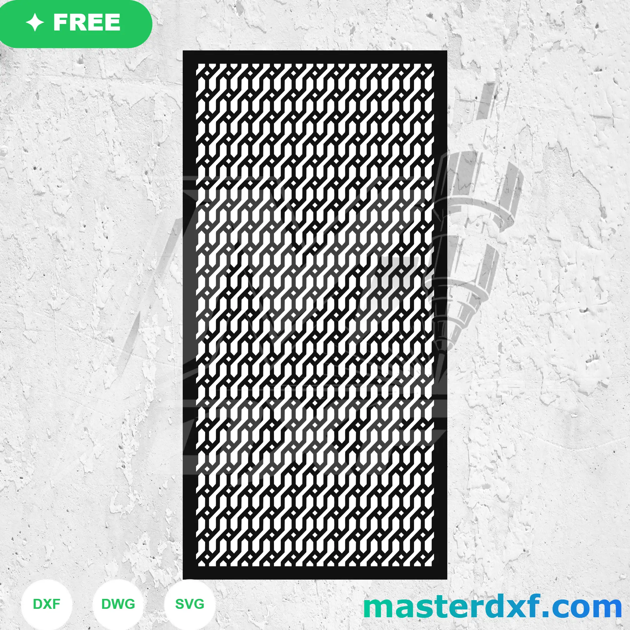 Modern Interlocking Geometric Chain Link Lattice Screen DXF File
